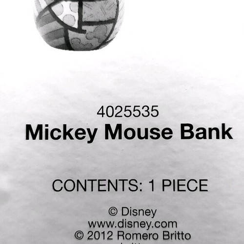 Disney/Britto Mickey Mouse head money bank by Enesco