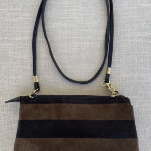 Roccobarocco suede shoulder bag used, beige and brown