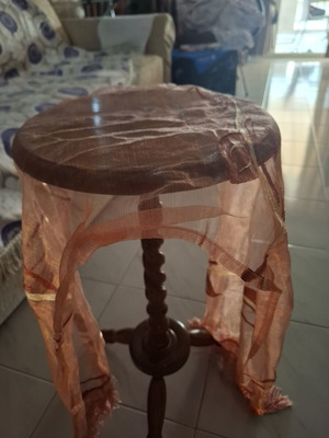 Orange table runner 1.30×0.45 m with gold leaf design