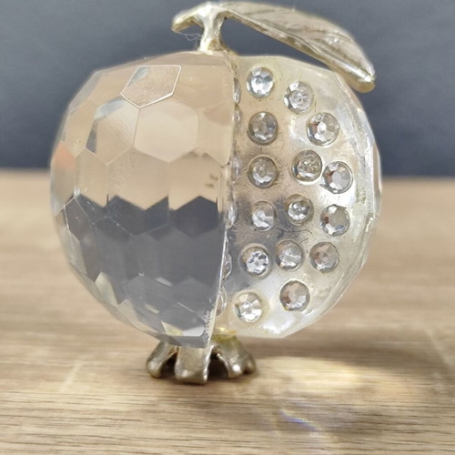 Vintage glass pomegranate charm with metal elements used