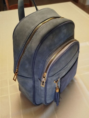 Suede leatherette backpack bag, height 35 cm, base width 25 cm