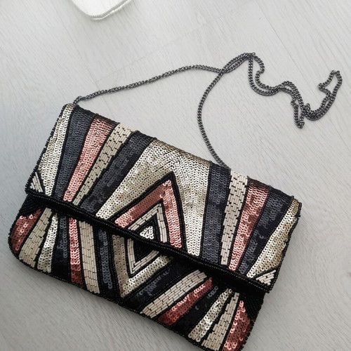Biju Brigitte envelope bag new with chain and sequins