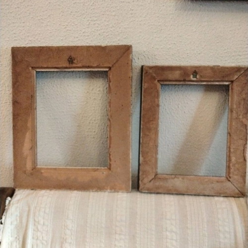 Set of 2 Vintage Wooden Frames, dark brown embossed, no glass