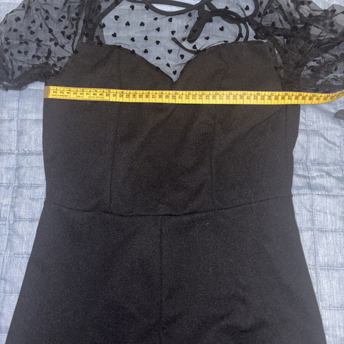 Shein black romper with sheer heart sleeves, M (38)