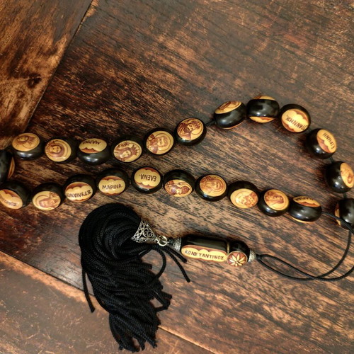 Worry beads with saints like new, ebony and handmade iconography