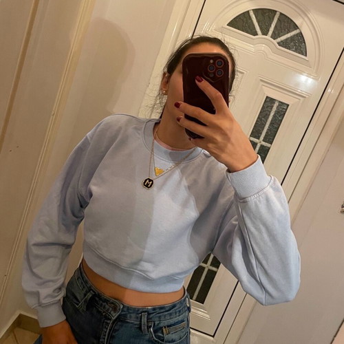 H&M thin cropped sweatshirt like new, light blue, size XXS