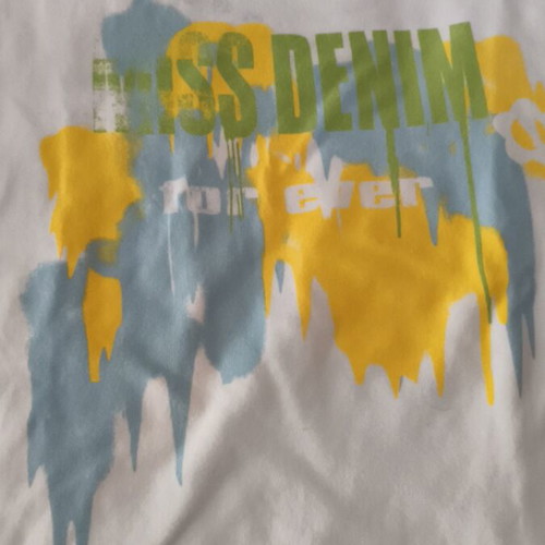Miss Denim girls' t-shirt like new, size 134 cm, white multicolor