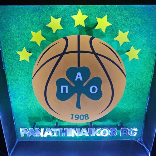 Handmade Panathinaikos BC lighted frame new