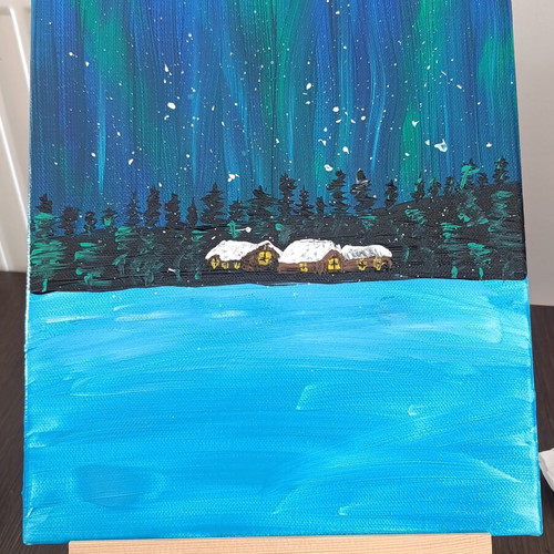 Small painting with northern lights new