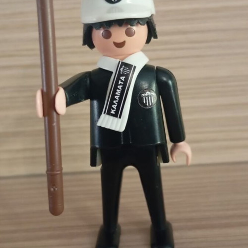 Playmobil Kalamata Fan Figure like new with flag, scarf, and hat