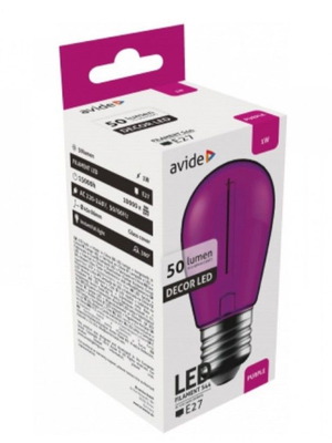Avide LED διακοσμητική λάμπα Filament 1W E27 μώβ καινούργιο