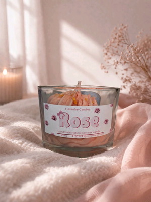 Χειροποίητο κερί σόγιας με άρωμα τριαντάφυλλο καινούργιο