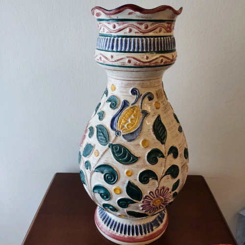 Ceramic vase West Germany midcentury like new, hand-painted