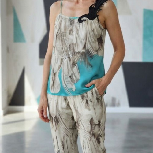Custo Barcelona Silk Set New With Tags, Artistic Print