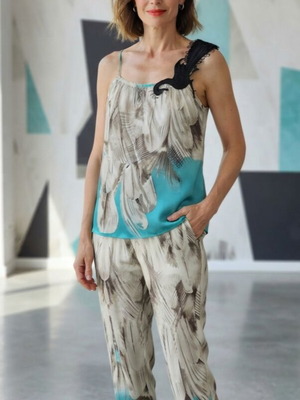 Custo Barcelona Silk Set New With Tags, Artistic Print