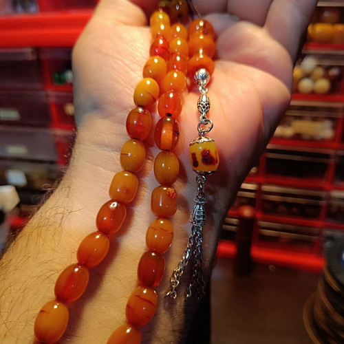 Komboloi worry beads with metal tassel, 33 beads