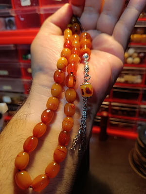 Komboloi worry beads with metal tassel, 33 beads
