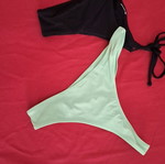 Women's bikini swimwear, black and green, size M