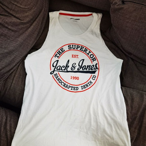 Jack and Jones men's sleeveless shirt like new, white, slim fit