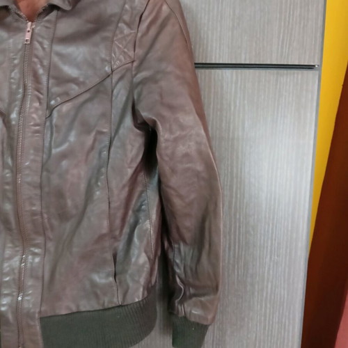 Women's leather jacket used, brown, size M
