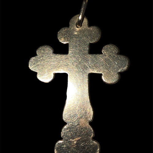 Gold Orthodox Russian Cross handmade like new 14 karat