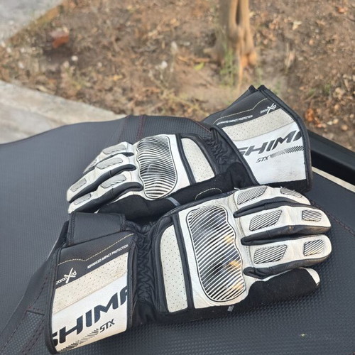 Shima leather motorcycle gloves used, medium size