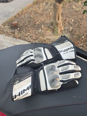 Shima leather motorcycle gloves used, medium size