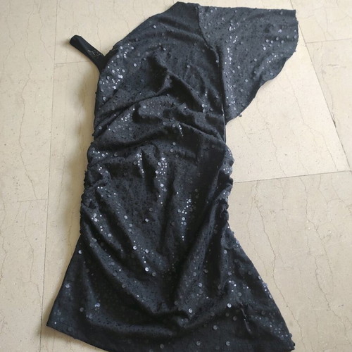 Sequin dress like new, black, asymmetric shoulder