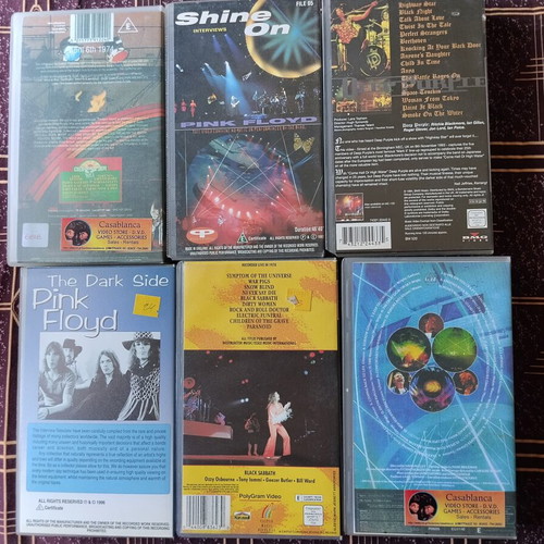 VHS tapes used, pack of 6 classic rock concerts and documentaries