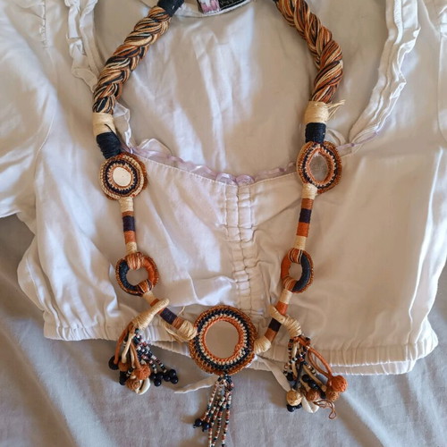Boho handmade knitted necklace used