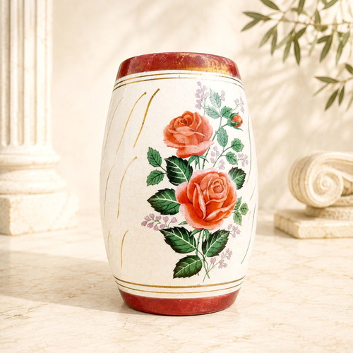 Porcelain vase with rose decoration