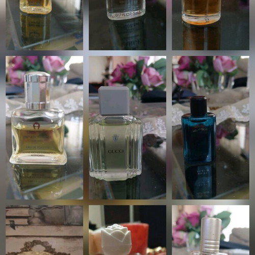 Vintage miniature perfume collection used, set of 9 authentic bottles