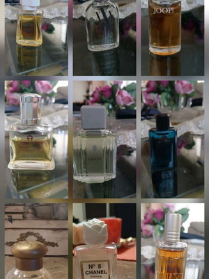Vintage miniature perfume collection used, set of 9 authentic bottles