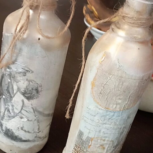 Hand-painted bottles set of two new