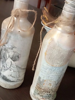 Hand-painted bottles set of two new