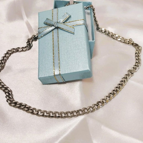 Steel chain 55 cm length and 5mm link width new silver