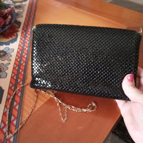 Evening clutch bag with chain like new, black