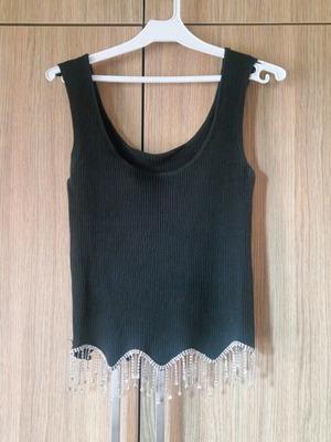 Tank top black with silver details like new, size M