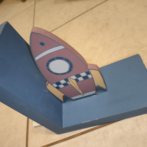 Melinera wooden children's bookends rocket pair used