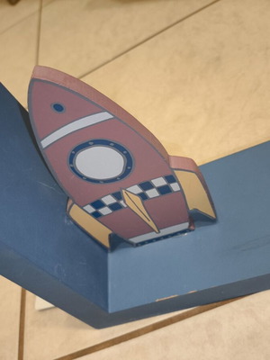 Melinera wooden children's bookends rocket pair used