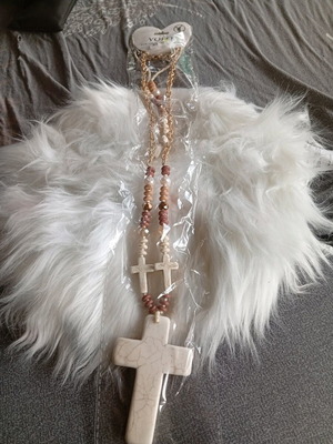 Cross Necklace like new beige