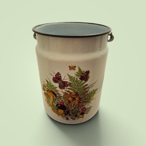 Vintage enamel milk container cottagecore decoration, like new