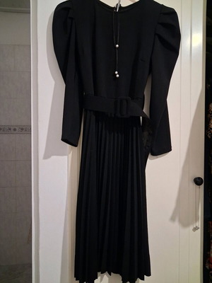 Black Midi Dress Made in Italy like new with Statement Shoulders