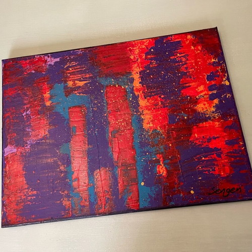 Abstract painting with acrylics Urban Sunset like new