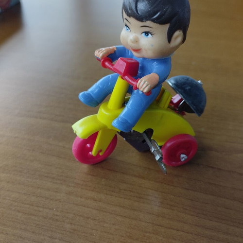 Boys Tricycle wind-up toy used, 1980s Greek made
