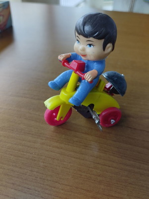 Boys Tricycle wind-up toy used, 1980s Greek made