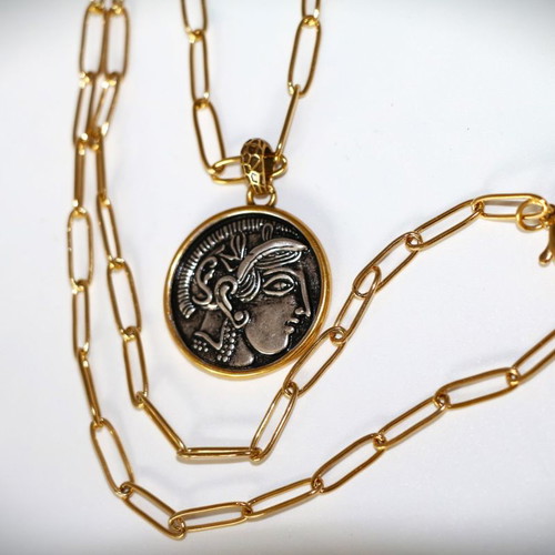 Ancient Tetradrachm Athena Head Silver Replica Pendant new