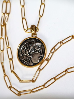 Ancient Tetradrachm Athena Head Silver Replica Pendant new