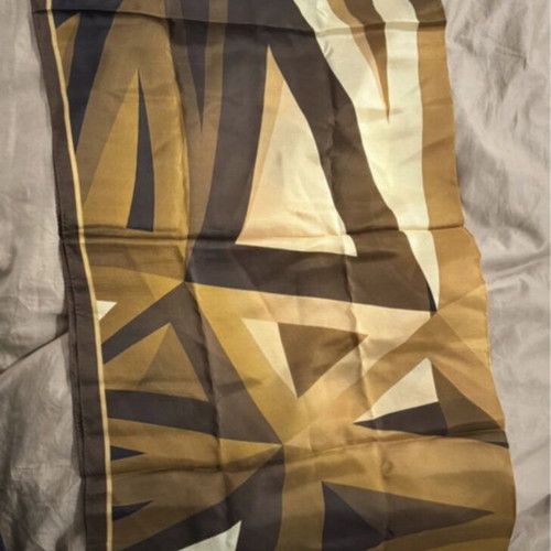 Scarf shawl unused, 100% silk, beige and brown