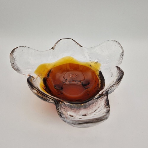 Humppila Kivi-Set Art Glass Bowl signed Pertti Santalahti, like new